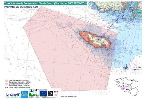 Carte du périmètre du site Natura 2000 sur fond shom